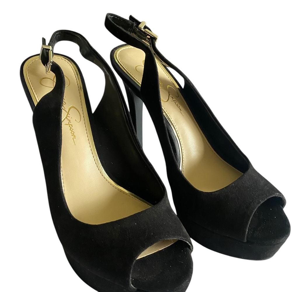 Jessica Simpson Chic Black Suede Slingback Heels - Picture 7 of 9